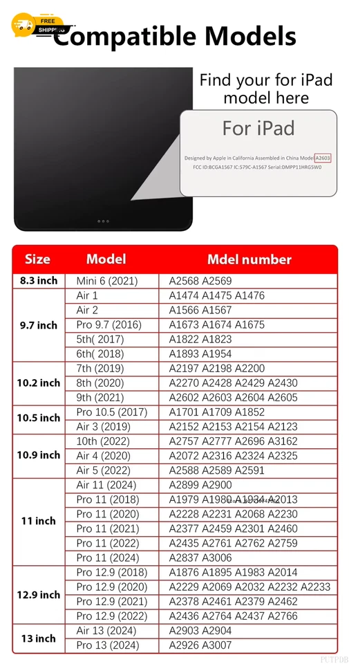 Case for Ipad 10.2 Pro 11 13 9.7 Mini 6 10.5 Air 3 Smart Cover with Pencil Holde - Image 2 of 4