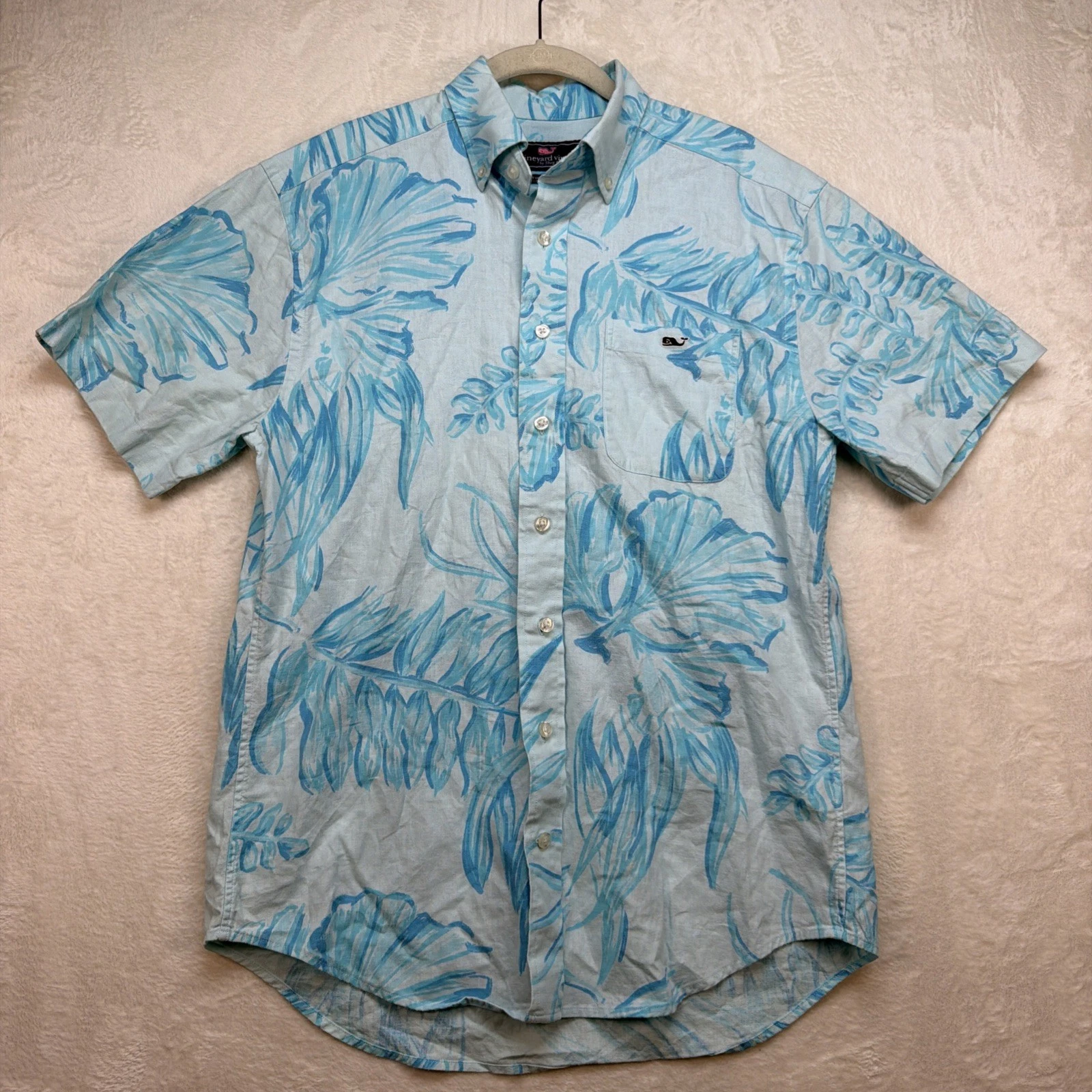 Vineyard Vines Tucker Shirt Men’s Small Blue Tropical Hawaiian Short Sleeve