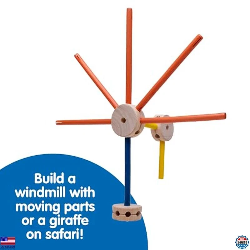 Classic Wood Construction Toy Set, 70 Pieces, Ages 3+, Creative Building Fun - Image 4 of 4