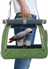 Bird Carrier Parrot Travel Cage with Perch, Food Bowl, Tray and Breathable Clear