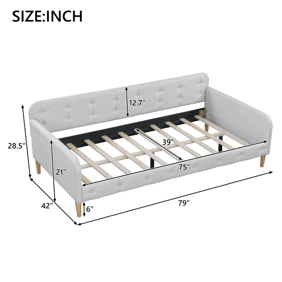 Sofá cama tapizado tamaño doble con 4 patas de apoyo Foto 2 de 4