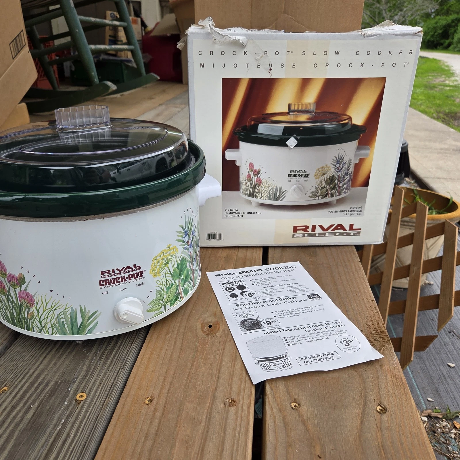 RIVAL 4 Qt Crock Pot Stoneware Slow Cooker Model 3154 S HG Vintage Floral Herb