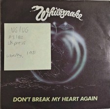 Whitesnake Don't Break My Heart Again Vinyl Record 7" VG/VG BP395 1981