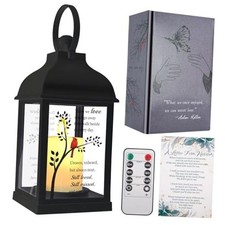 Memorial Lantern with Card - Sympathy Gift for Loss of Mom/Dad/Loved One, Black