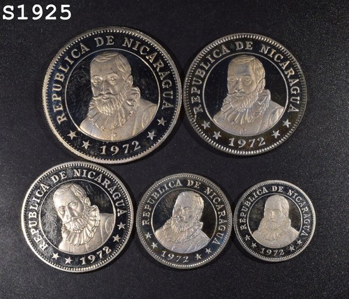 1972 Nicaragua Five Coin Set "Proof"