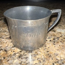 Antique silver Plate Baby Shower Cup Oneida Tudorplate Mini Vintage Gift Toddler