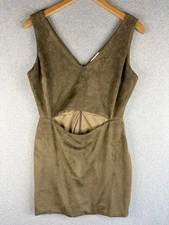 Buddy Love Dress Womens Small Olive Suede Babydoll Holiday Romantic Fairy