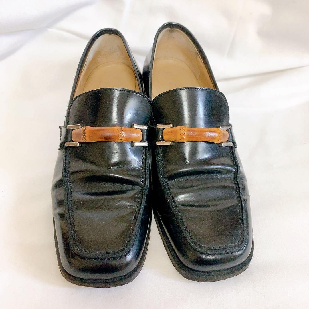 Gucci Horsebit Loafers Bamboo Hardware Black Leather Size 34.5 Abt US 4.5 Women thumbnail 13