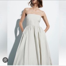 Women's Zara Strapless Beige Bubble Dress XS