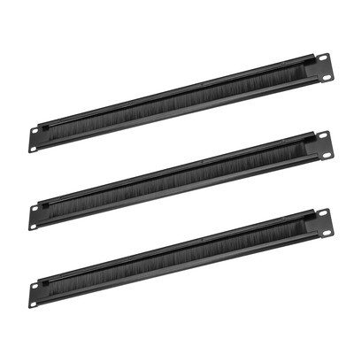 Brush Cable Manager 1U 19'' Horizontal Rack Mount Management Strip Panel,3 Pack