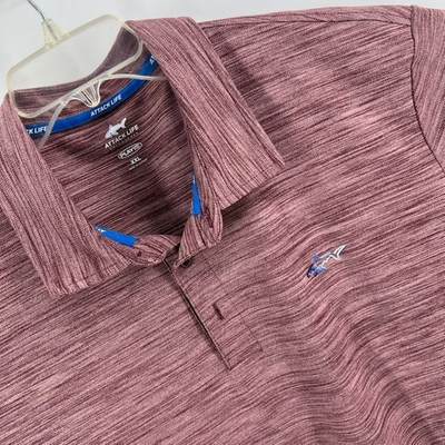 #ad Greg Norman Attack Life Play Dry Golf Polo Shirt Men#x27;s 2XL Stretch Shark Logo $15.95