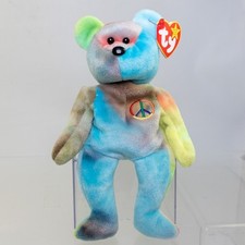 TY Beanie Baby - PEACE the Ty-Dyed Bear Blue/Green  8.5 inch  MWMT 