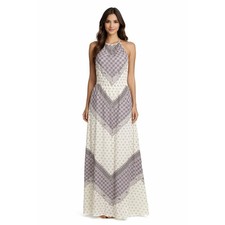 Lucky Brand Womens Halter Maxi Geometric Dress Beachy Hippie Boho Cottagecore