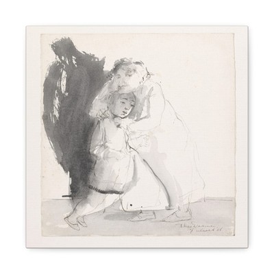 Theo Daamen - Oude vrouw die een kind wurgt - 1966-03-07 - Canvas Wall Art