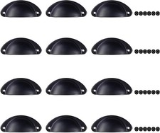 12 Pack Matte Black Cabinet Cup Pulls 3 Inch Drawer Handles Hardware
