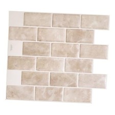 Peel and Stick Backsplash - Sheets of 10.95" x 9.70" Pack of 10 Beige, Marble
