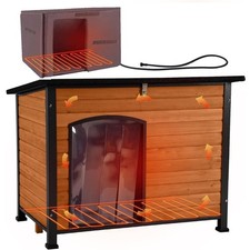 Dog House Outdoor Heated Dog Kennel with Insulated Liner All-Around Iron Frame