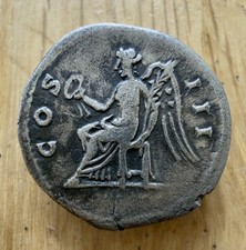 Hadrian Silver Denarius 128–132 AD Rome Mint COS III Victory Seated RIC 345