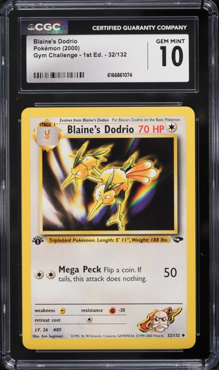 2000 Pokemon Gym Challenge 1st Edition Blaine's Dodrio #32 CGC 10 GEM MINT
