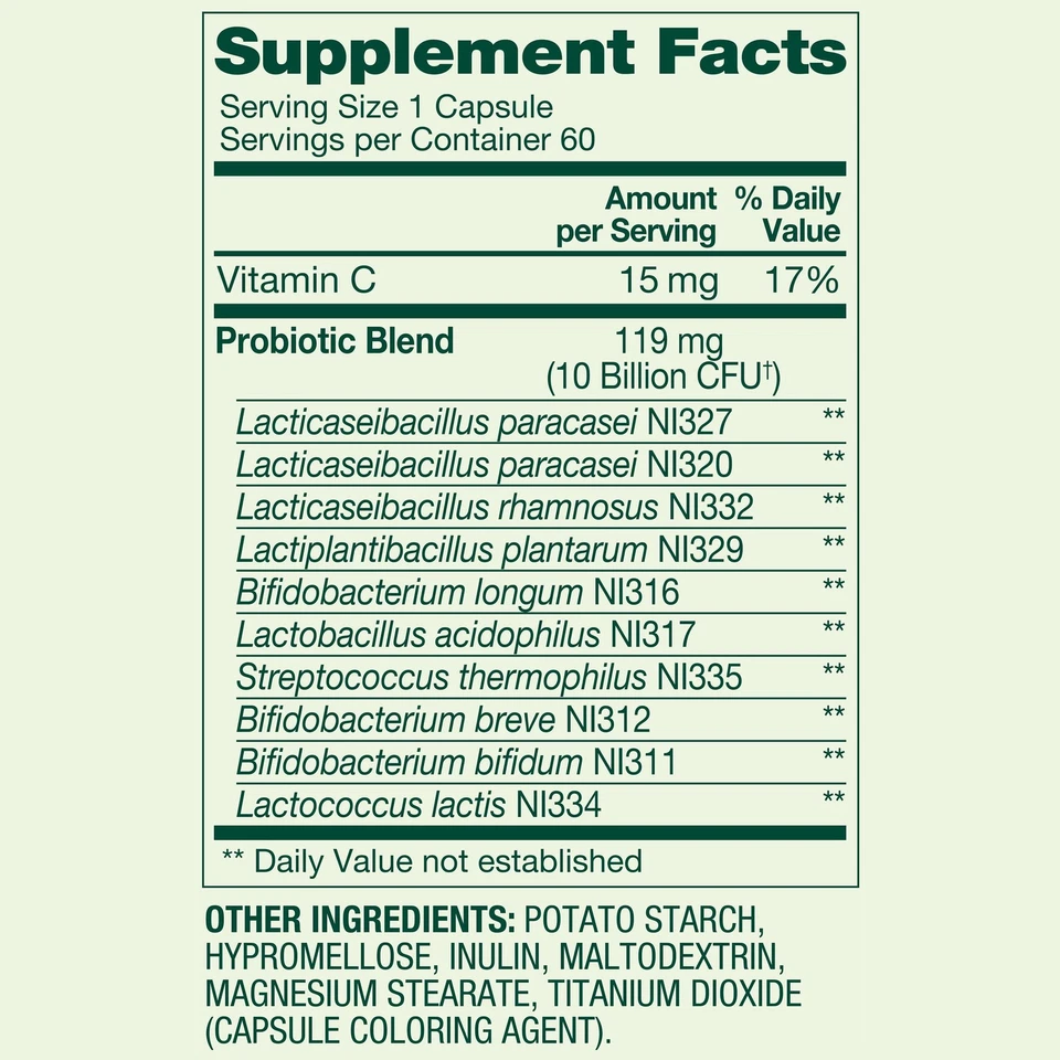 Spring Valley Extra Strength Probiotic Digsetive Capsules, 10 Billion CFU, 60 Ct - Image 3 of 4