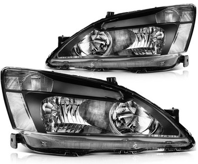 Front Halogen Headlights Assembly For Honda Accord 2003-2007 Pair Kit Chrome