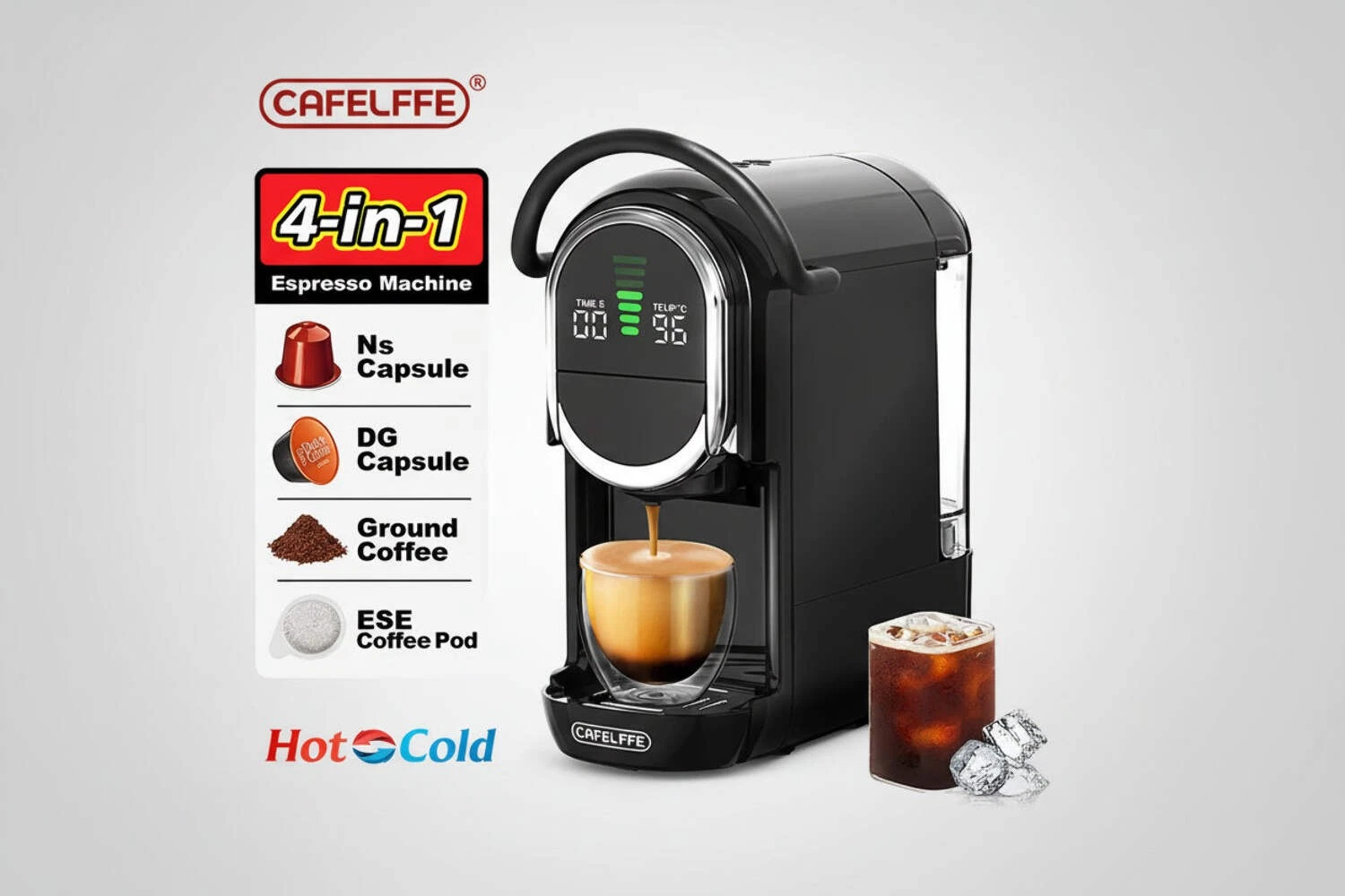 Espresso And Cappuccino Machine 19Bar Cafelefe 4-in-1 Self Cleaning Lightweight