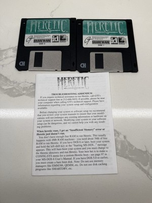 Heretic - Shareware 1994 PC DOS 3.5'' Floppy Disk Game ID Raven GT