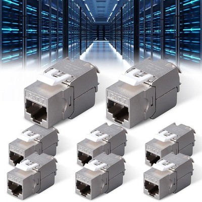 Lot of 8 RJ45 CAT7 Keystone Module Jack Shielded Up to 10 Gbps, Tool-Free...