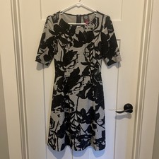 Vince Camuto Women's Gray Ponte Knit 1/2 Sleeve Fit & Flare Dress Size 4