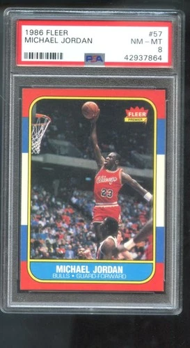 1986-87 Fleer #57 Michael Jordan ROOKIE PSA 8 Graded Basketball Card NBA 86-87
