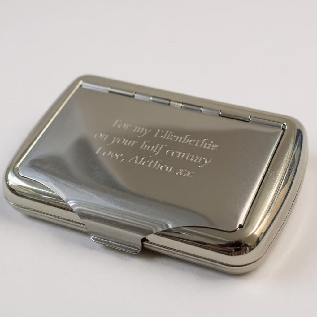 Personalised Chrome Tobacco Tin - Engraved Birthday Smoking Gift