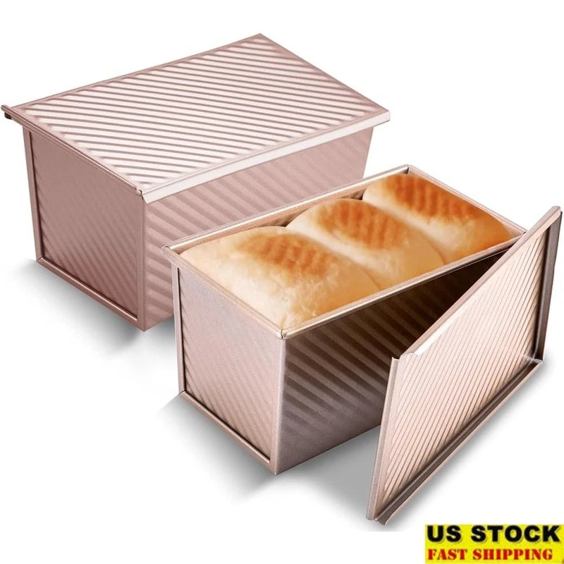 Non-Stick Pullman Loaf Pan W/ Cover Carbon Steel Oven Safe Bread Baking New