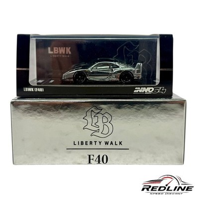 LBWK F40 CHROME SILVER 1/64 DIECAST MODEL CAR BY INNO MODELS IN64