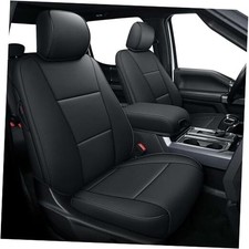 Front Seat Covers for Ford F150 XL XLT: 2015-2024 SuperCrew 2PCS Front Black