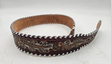 Tony Lama Men's Western Leather Belt Sz 34 Interchangeable Buckle