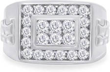 Cluster Engagement Anniversary Nugget Ring Simulated Diamond 925 Sterling Silver