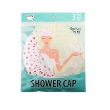 3 Pack Shower Cap For Women Reusable Bath Hair Cap With Waterproof Double Layers