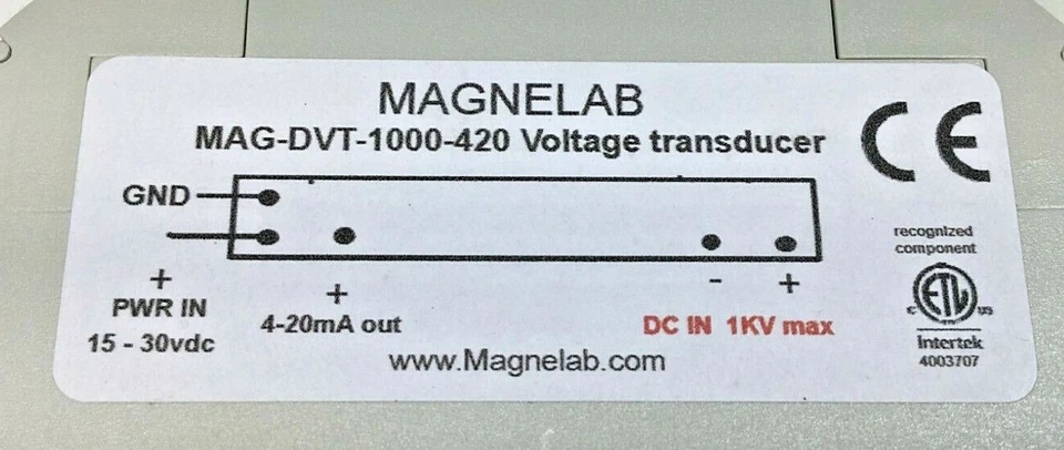 MAGNELAB DVT-1000-420 MAG-DVT-1000-420 IN 1000V OUT 4-mA VOLTAGE TRANSDUCER - Image 2 of 4