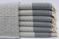 Soft Body Peshtemal, Dark Gray Towel, Diamond Design Towel, 40"x70" Bath Towe