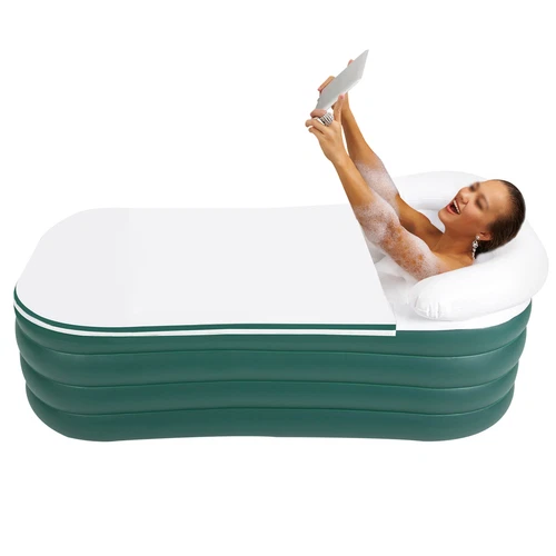 Inflatable Bathtub Hot Water Bath Spa Adult Bath Tub w/ Electric Air Bump Green - Picture 3 of 6