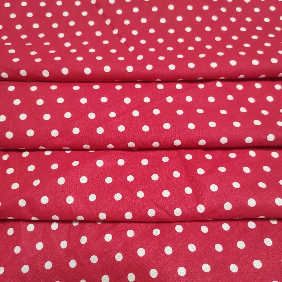 Stof fabric France 100% cotton Polka dot white red quilting fabric W 63" - Image 3 of 4