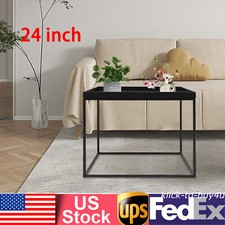 24" Square Table Metal Frame Table Portable Office Side End Table Camping Table