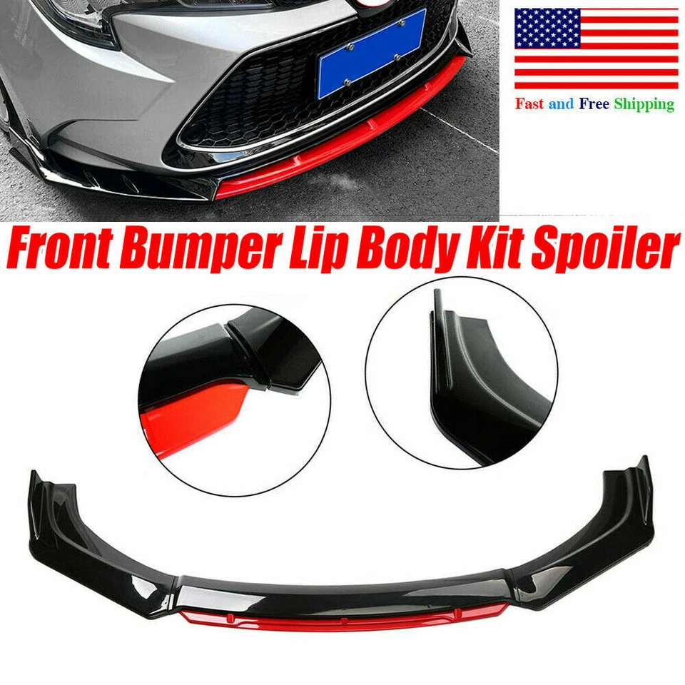 4Pcs Universal Front Bumper Lip Body Kit Splitter Spoiler Protector Gloss Black Foto 2 de 4
