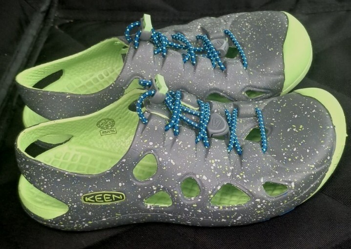 Sandali Keen Rio verdi blu unisex taglia 3 scarpe da sport acquatici cordino