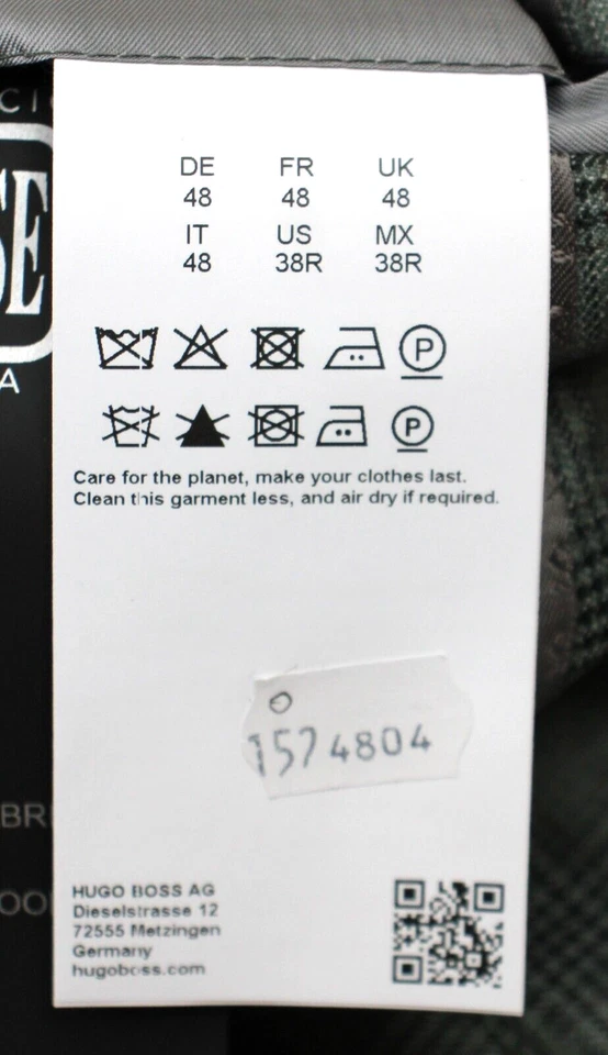 Hugo Boss Sport Coat 38 R Mens Light Green Plaid Slim Fit Virgin Wool Hutson New - Image 4 of 4