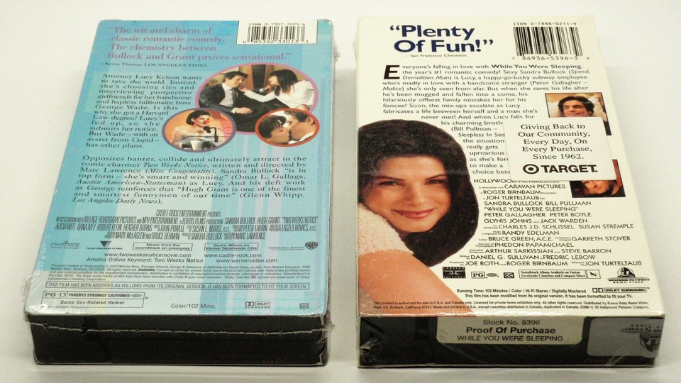 WHILE YOU WERE SLEEPING & TWO WEEKS NOTICE New VHS Tape IGS Ready Sandra Bullock - Image 2 of 4