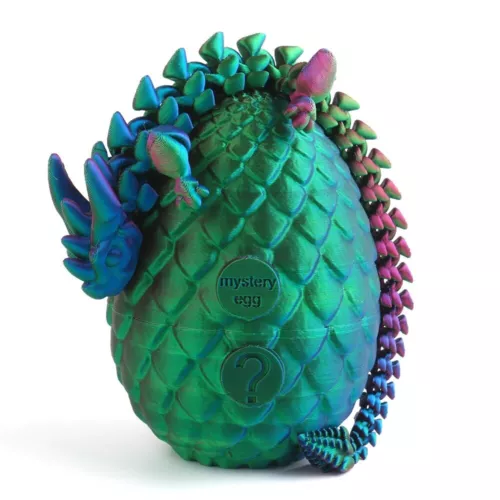 3D Printed Dragon Egg 12" Articulated Crystal Dragon Fidget Toy Figurine Decor - Picture 5 of 9