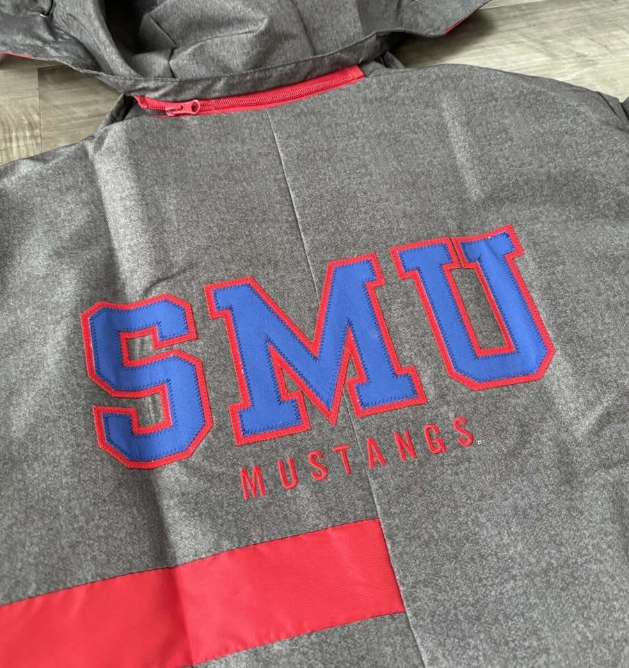 Abrigo Parka Holloway SMU Mustangs Gris Talla XL Nuevo Con Capucha Cremallera Metodista del Sur Foto 3 de 4
