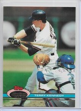 1991 Stadium Club Baseball Terry Kennedy Card # 91 Rare Variation F Copyright