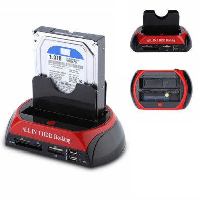 2.5'' 3.5'' Dual Slots USB 3.0 SATA IDE HDD Docking Station Hard Drive Card Reader